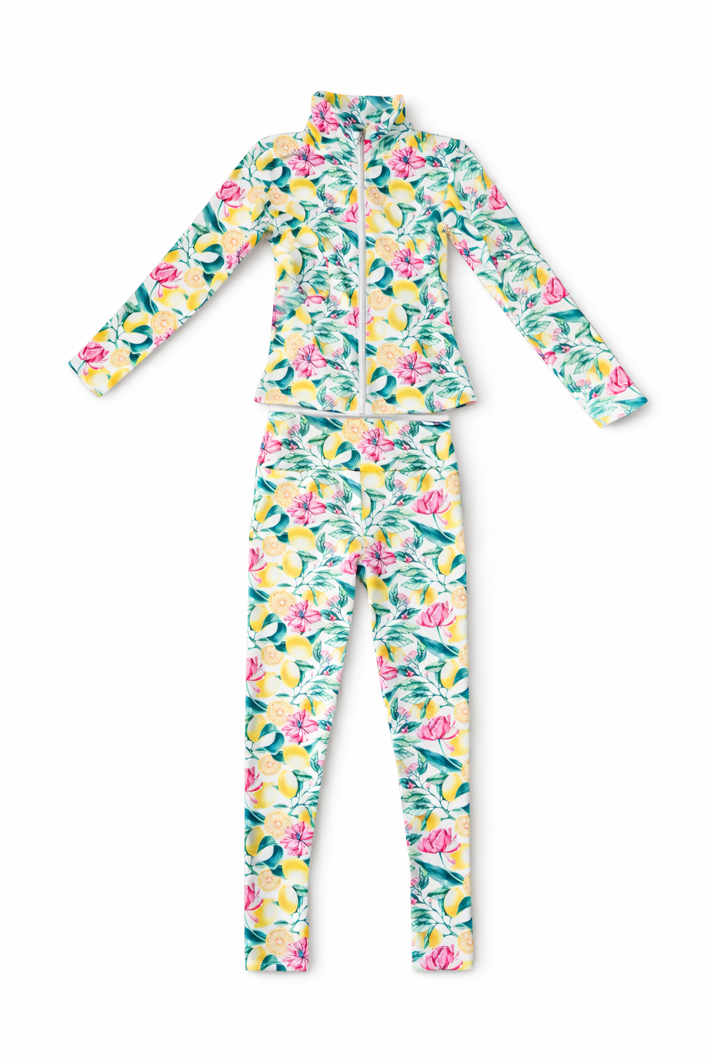 Lemon & Blossom Gym Set – Ages 4–14 | Matching Jacket & Leggings