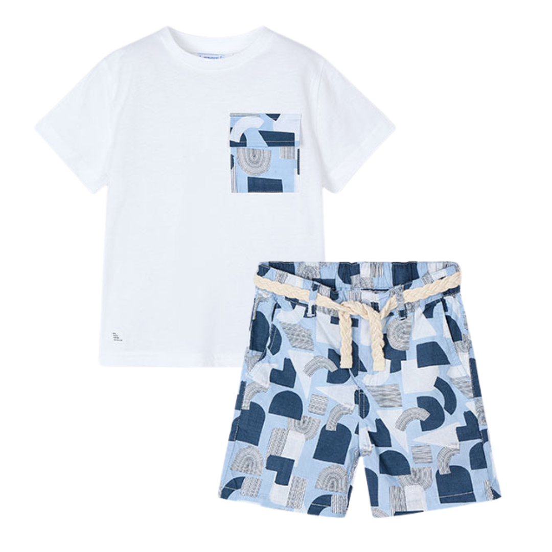 SS25 Mayoral Casual T-Shirt and Printed Shorts Set