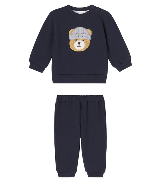 Patachou Boys Navy Bear Tracksuit Set | Winter Bear With a Beanie Set (6 Months-2 Years)