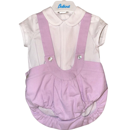 Babine Baby Boys 'Candy Floss' Lilac Two Piece Pants Set with Straps