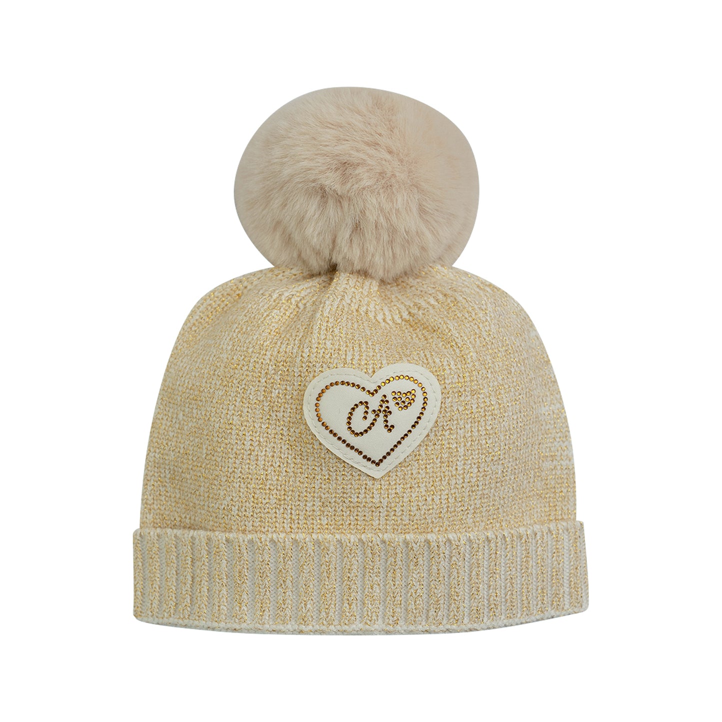 Little A Baby Girls Gold Metallic Pom Pom Hat 'FERNANDA'