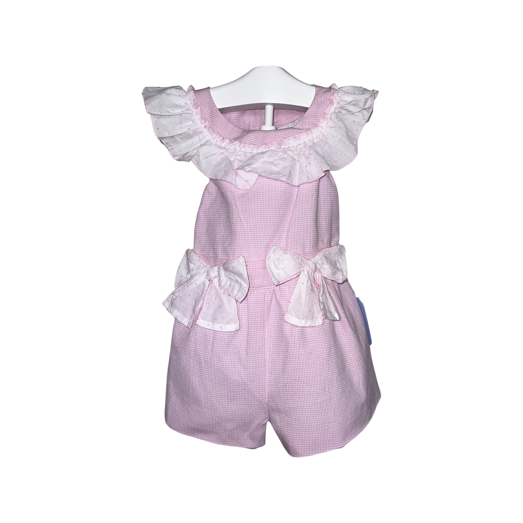 Girls Pink Gingham Playsuit - littlestarschildrenswear