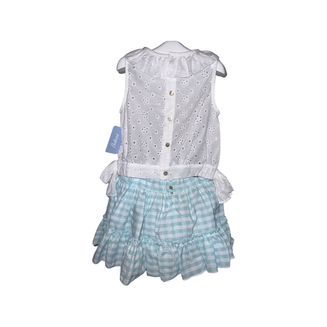 Girls Mint Gingham Skirt Set - littlestarschildrenswear