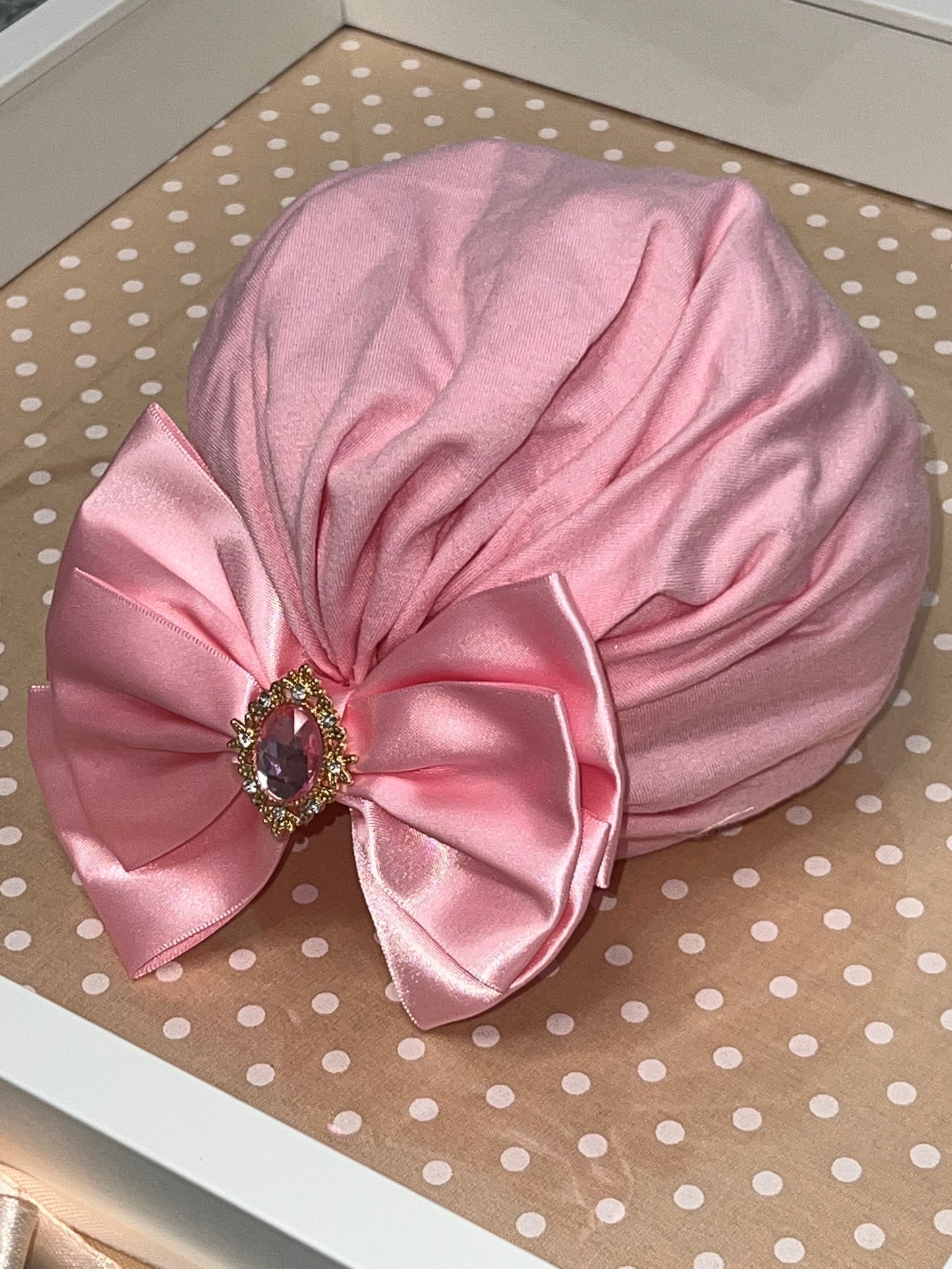 Soft Baby Turban with Satin Bow - littlestarschildrenswear