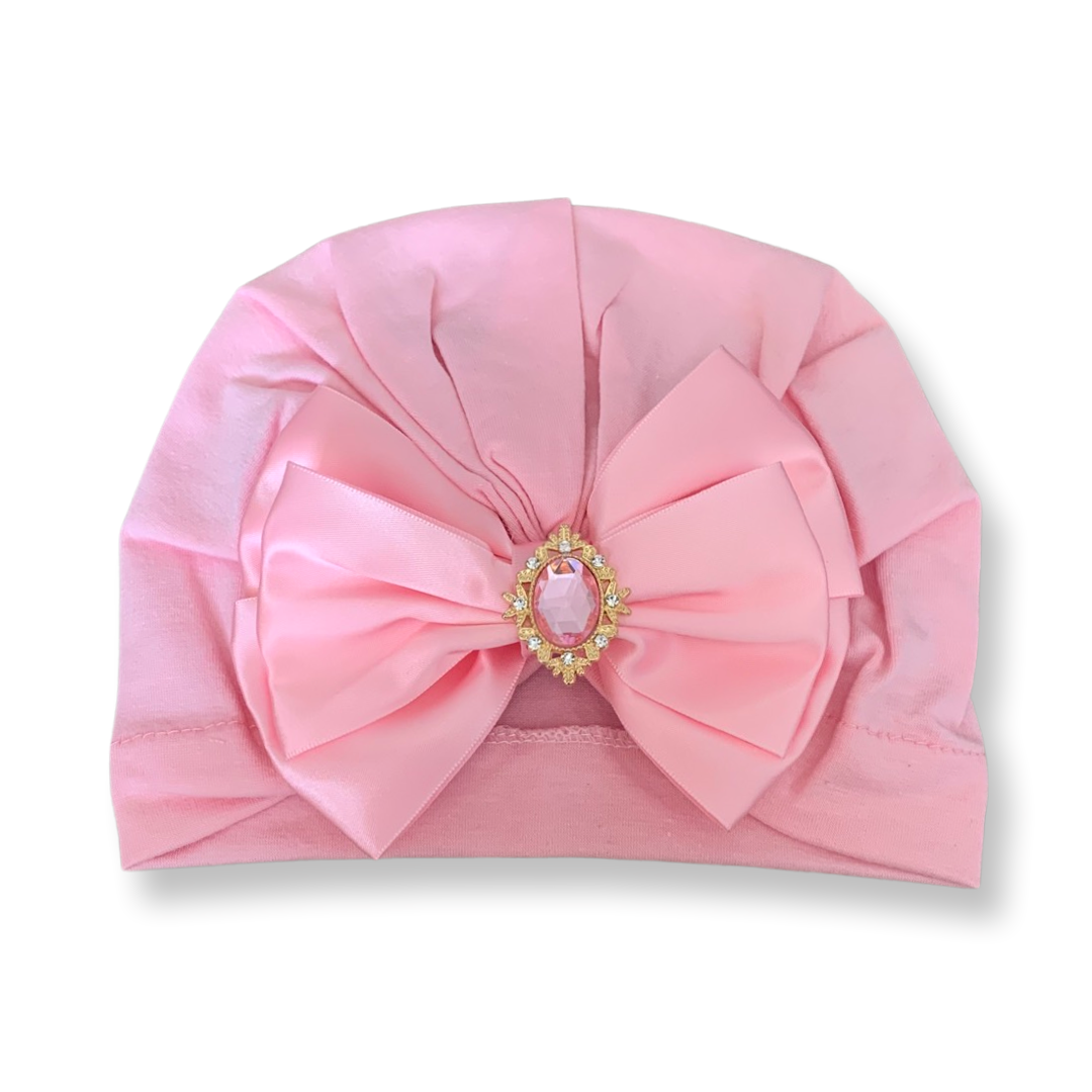 Soft Baby Turban with Satin Bow - littlestarschildrenswear