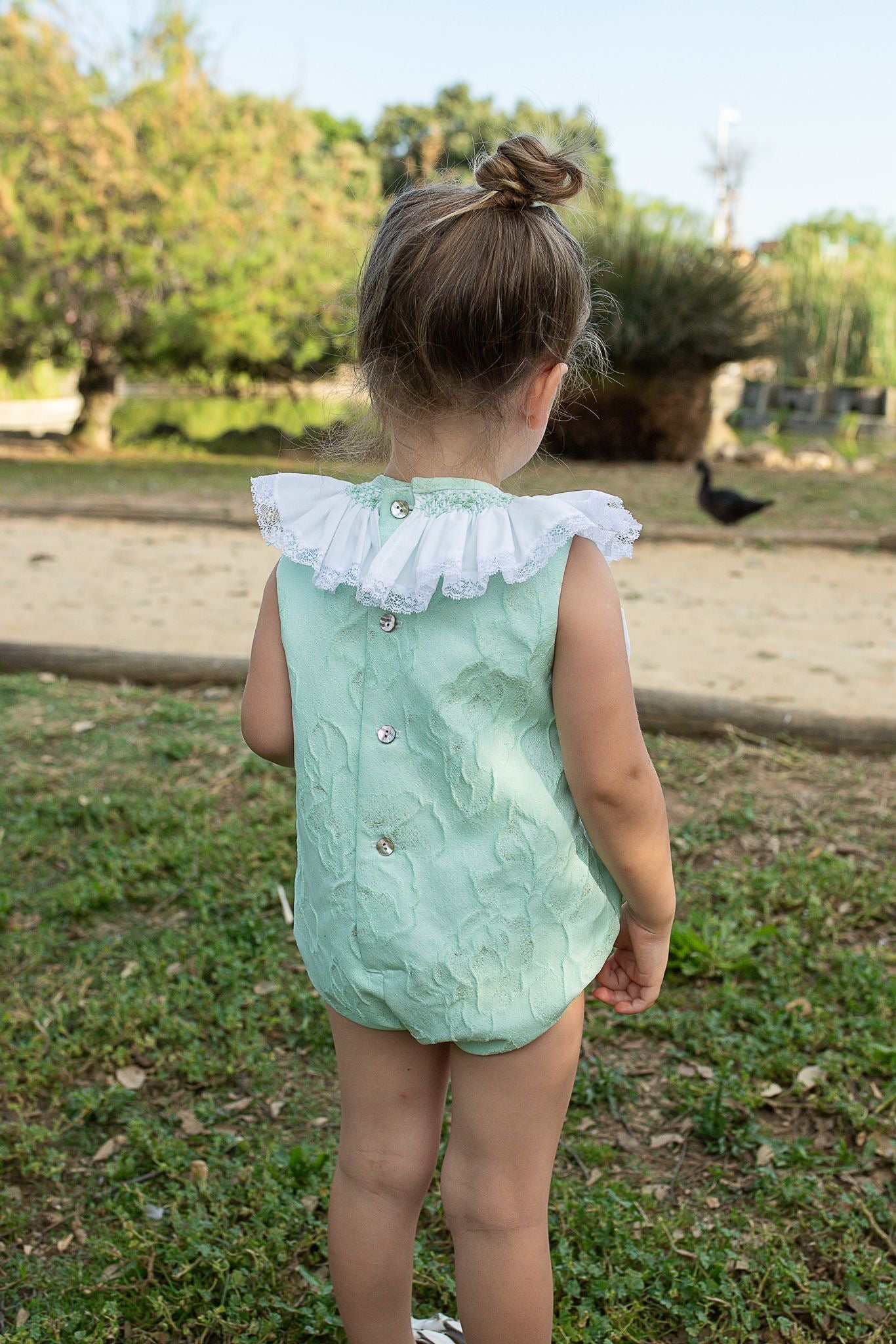 Naxos Baby Girls Pastel Green Romper | Garden Party Summer Romper (6-18 Months)