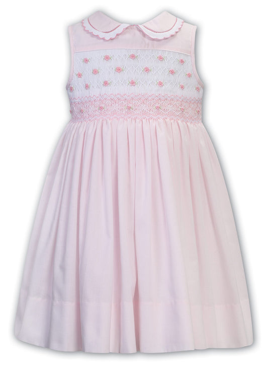 Sarah Louise Girls Smocked Sleeveless Baby Pink Dress