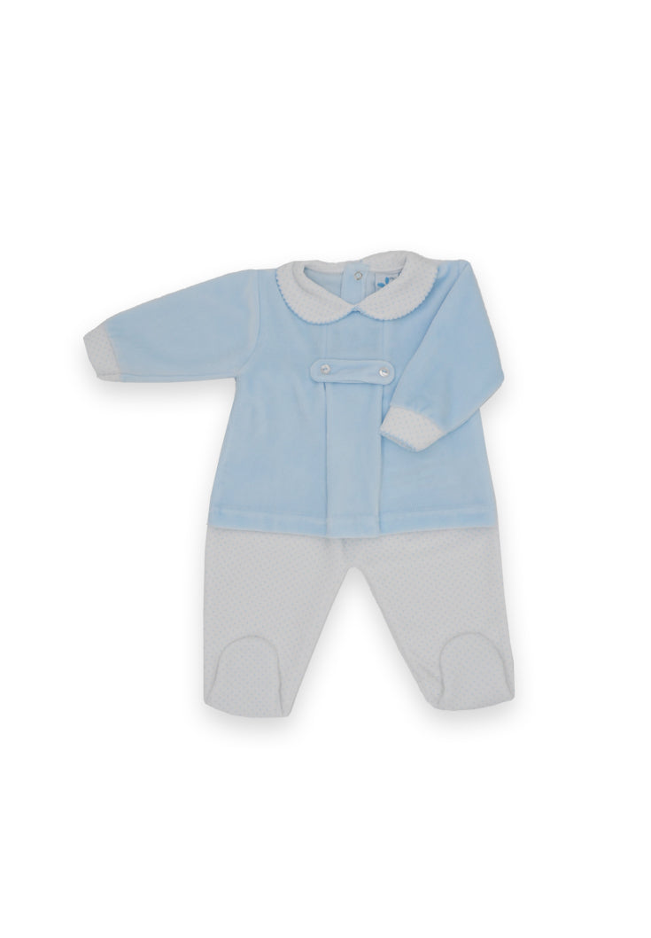 Sardon Baby Boys Velour 2 Piece Footie