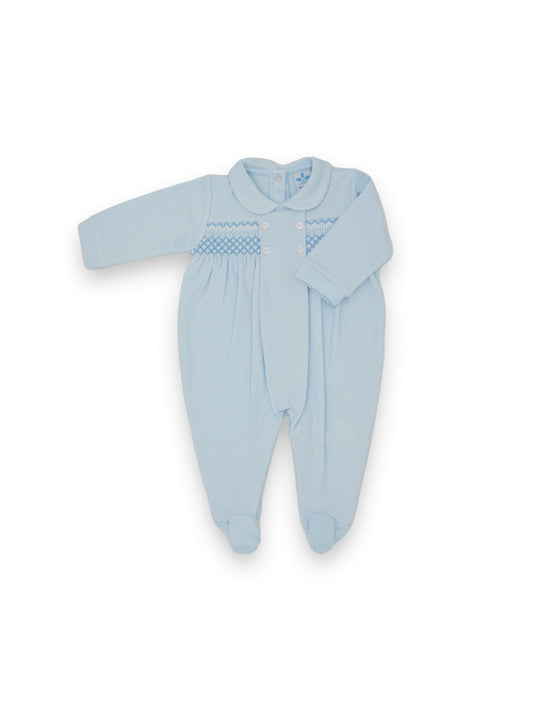 Sardon Baby Boys Blue Smocked Babygrow