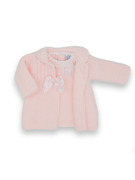 Sardon Girls Baby Pink Knit Dress and Coat