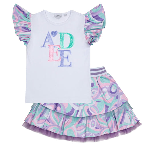 Adee Pastel Print Skirt Set
