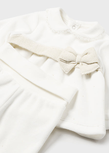 Mayoral Baby Girls Cream 2 Piece with x1 matching bib