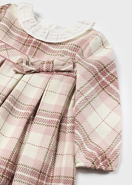 Mayoral Girls Blush Plaid Dress