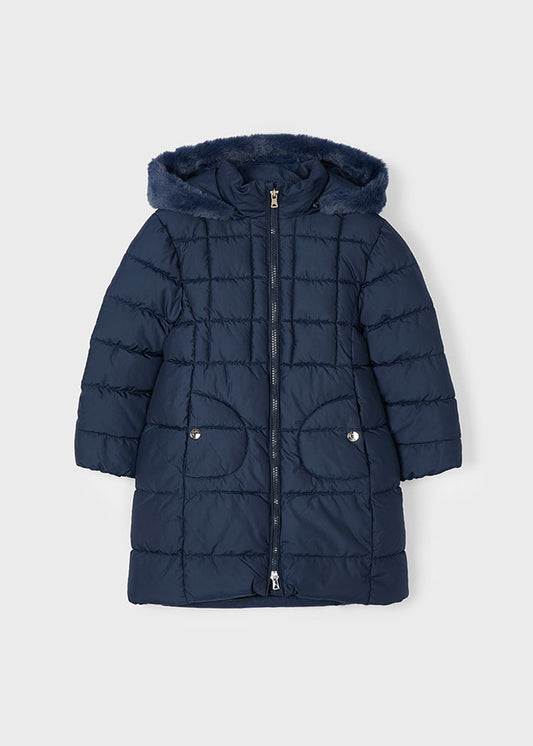 AW24 Mayoral Navy Long Puffer Coat