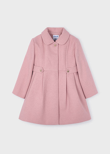 PRE-ORDER Mayoral Girls Dusty Pink Wool Blend Coat | Classic Button-Up Winter Coat (4–10 Years)