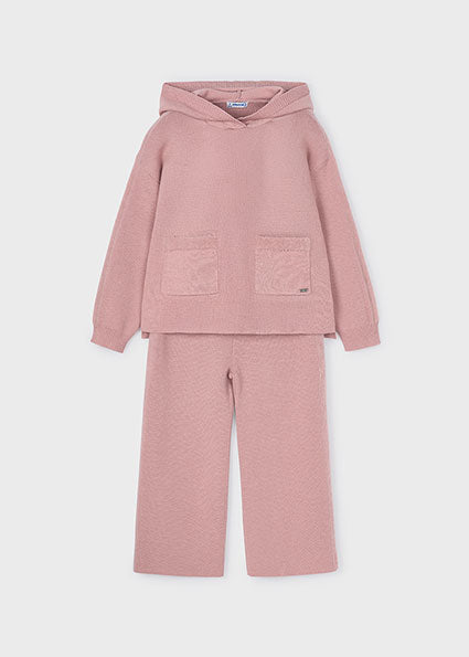 PRE ORDER Mayoral Girls Pink Knit Hoodie & Wide Leg Trouser Set | Soft Loungewear Co-ord (4-10 Years)