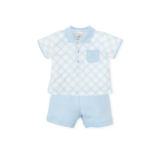 Tutto Piccolo Boys Blue & White Casual Short & Polo Shirt Set