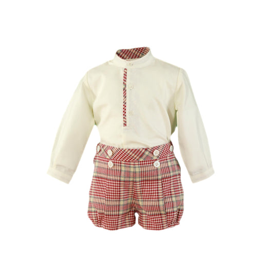 Miranda Red & Cream Tartan Baby Shorts Set