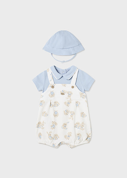 Baby Mayoral Blue Bunny Romper & Sunhat