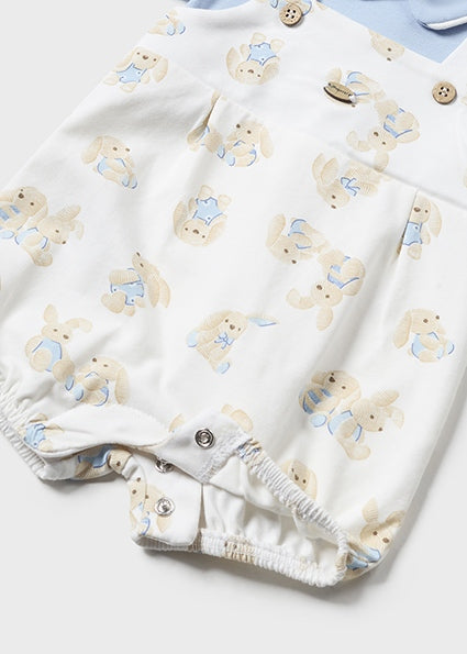 Mayoral Baby Blue Bunny Romper & Sunhat
