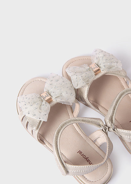 Mayoral Girls Gold Sandals with Glitter Bow