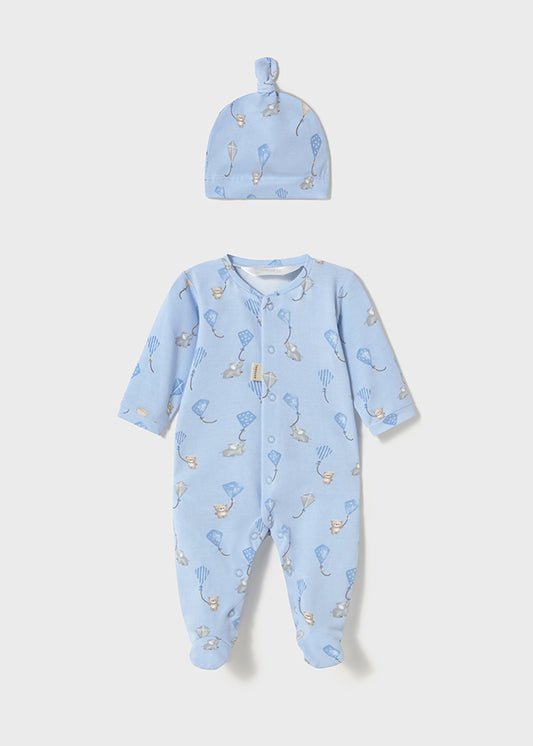 PRE-ORDER SS25 Mayoral Baby Boys Sky Teddy Babygrow & Hat