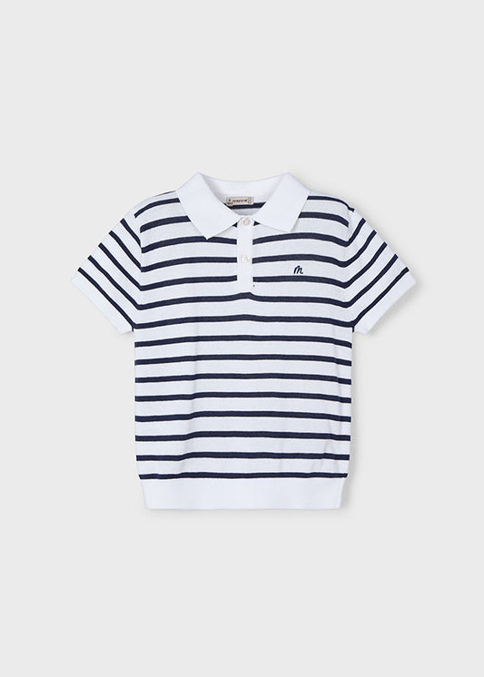 PRE-ORDER SS25 Mayoral Boys Smart Stripe Polo Top and Twill Chino Shorts Set