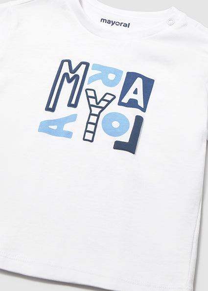 Mayoral Boys Logo White T Shirt & Ocean Shorts Set | Ocean Shorts Set 12M-4Y)