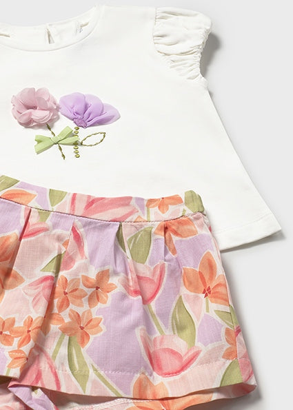 Mayoral Girls Blossom Shorts Set | 2-Piece Shorts Set (6 Months–4 Years)