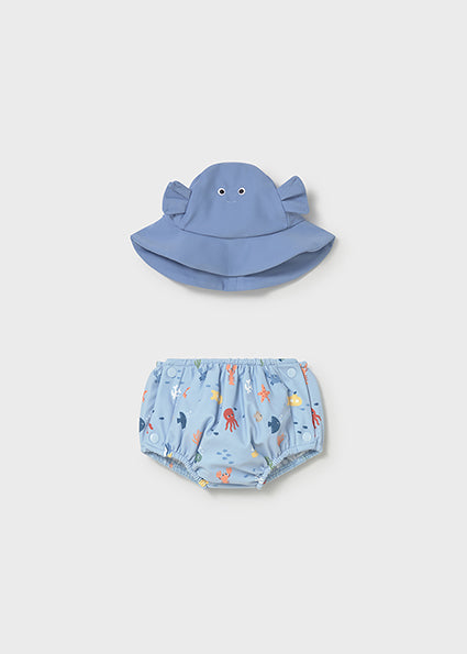 Pre order-Mayoral Baby Boy 2-Piece Swim Set | Boat Swimming Nappy & Hat (2-4M–18M)