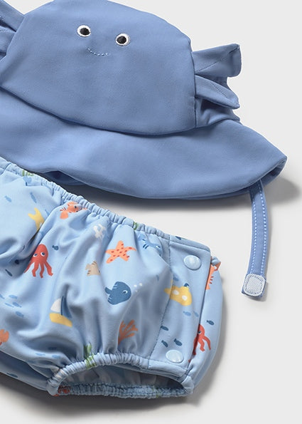 Mayoral Baby Boy 2-Piece Swim Set | Boat Swimming Nappy & Hat (2-4M–18M)