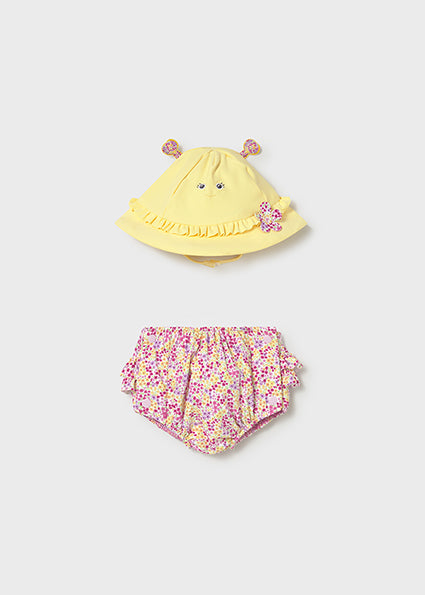 Pre-Order Mayoral Baby Girl 2-Piece Swim Set | Rose Swimming Nappy & Hat (2-4M–18M)