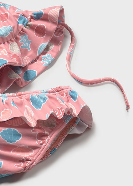 Pre order-Mayoral Baby Girl 3-Piece Swim Set | Terracotta Orange Swimming Knicker Set & Hat (2-4M–18M)