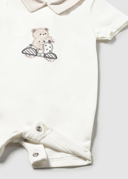 Mayoral Baby Boy Teddy Embroidered Romper | Teddy Embroidered Romper (0M–18M)