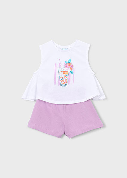 Pre-order Mayoral Girls Lilac Shorts Set | 2-Piece Shorts Set (5–10 Years)
