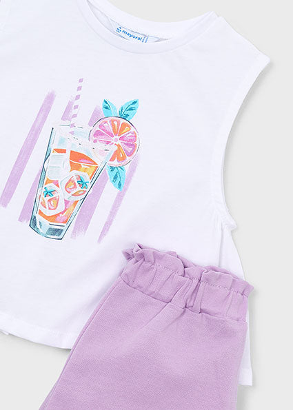 Pre-order Mayoral Girls Lilac Shorts Set | 2-Piece Shorts Set (5–10 Years)