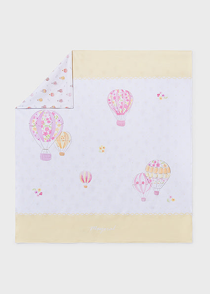 Mayoral Baby Girl Sunny Balloon Swaddle Blanket | Lemon Hot Air Balloon Blanket