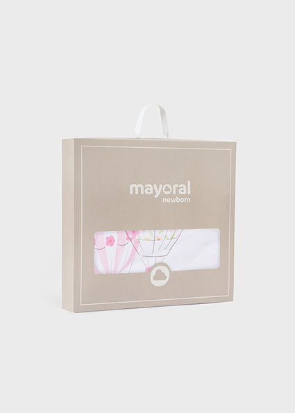 Mayoral Baby Girl Sunny Balloon Swaddle Blanket | Lemon Hot Air Balloon Blanket