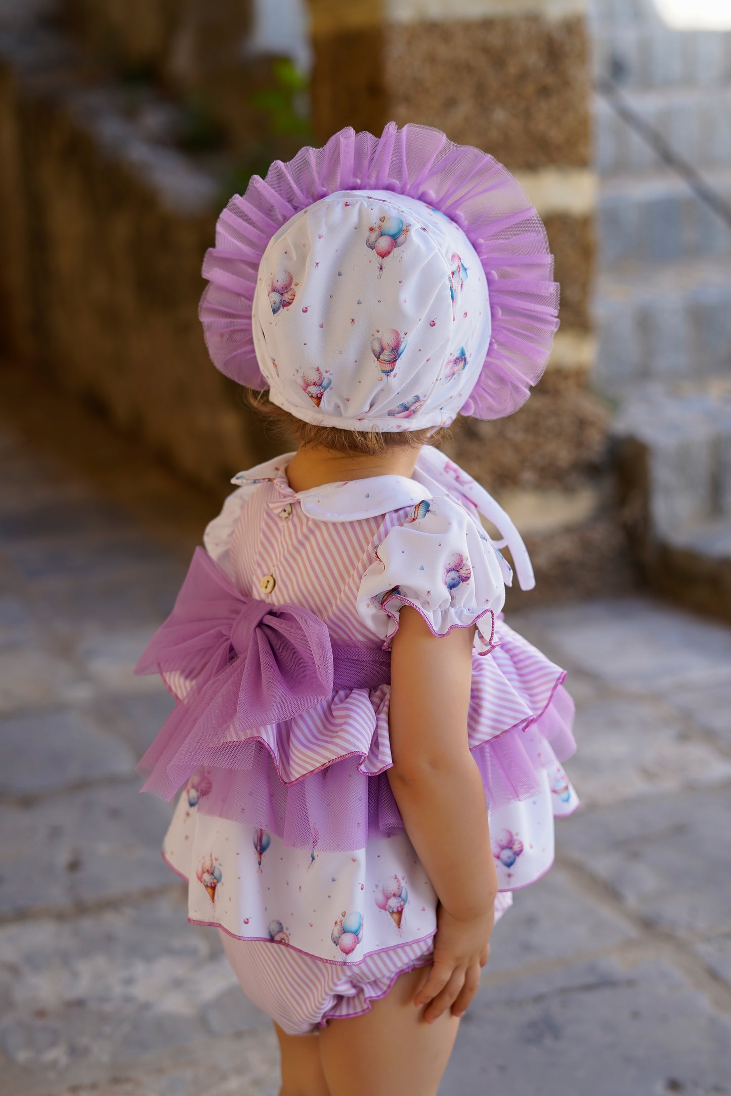 Babiné Lilac Balloons Baby Girls Dress | Spanish Traditional Outfit (3–18 Months)