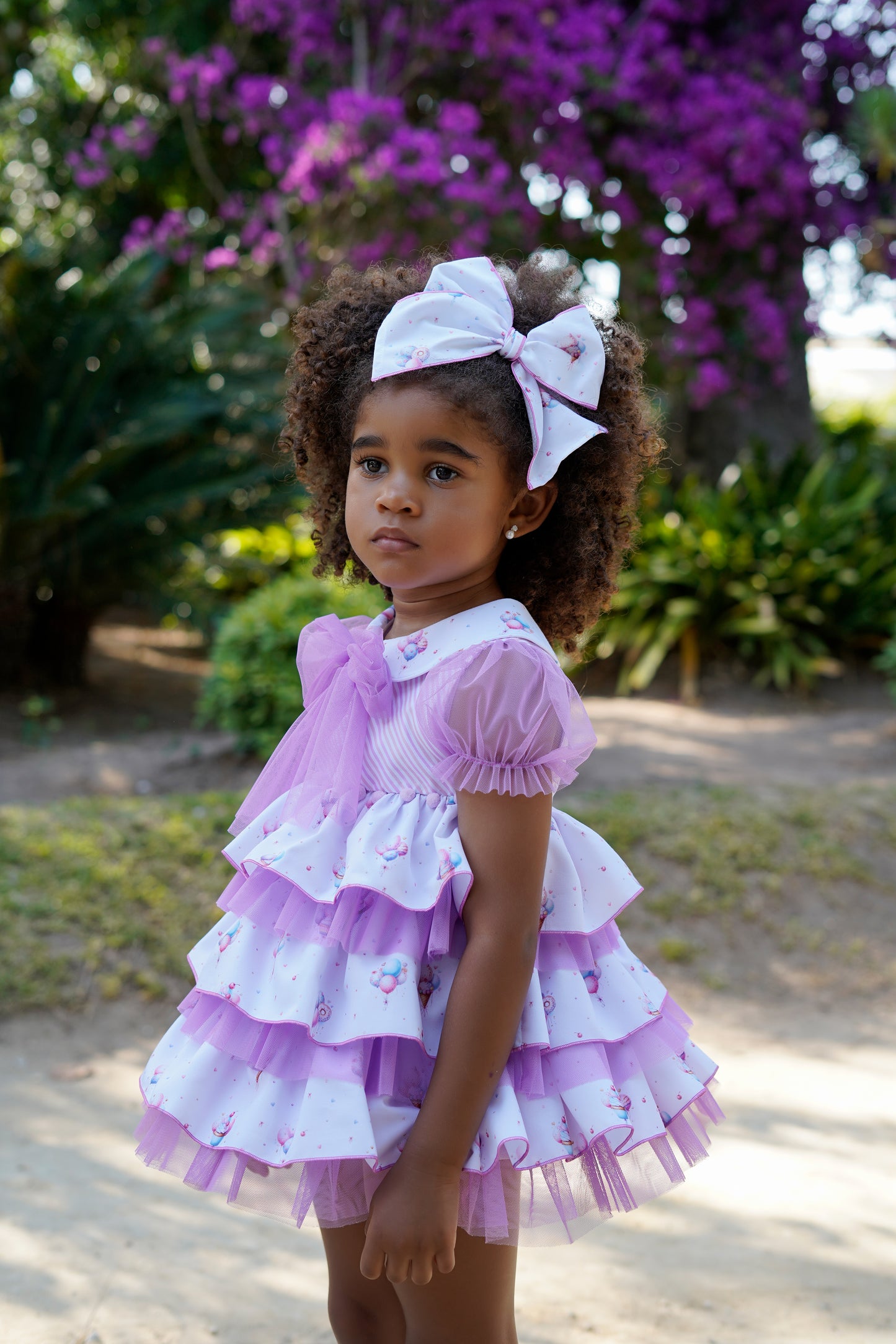 Babiné Lilac Balloons Girls Summer Dress | Spanish Traditional Outfit (2–6 Years)