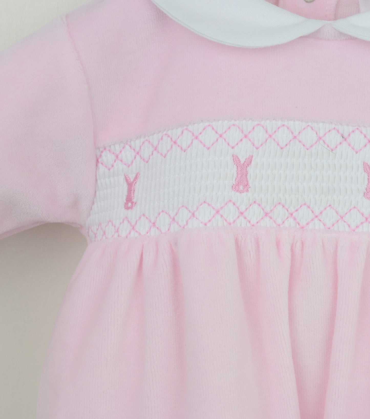 SS25 Pex "Bunny" Velour Pink Sleepsuit