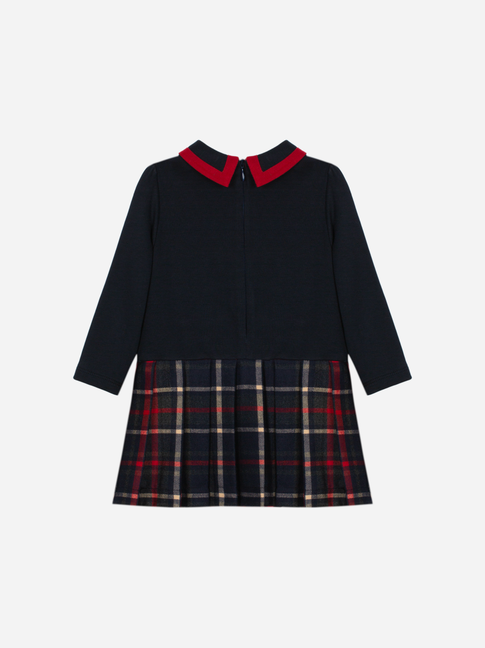 Patachou Girls Navy/Red Tartan & Interlock Dress | Winter Tartan Pleated Dress (2-8 Years)