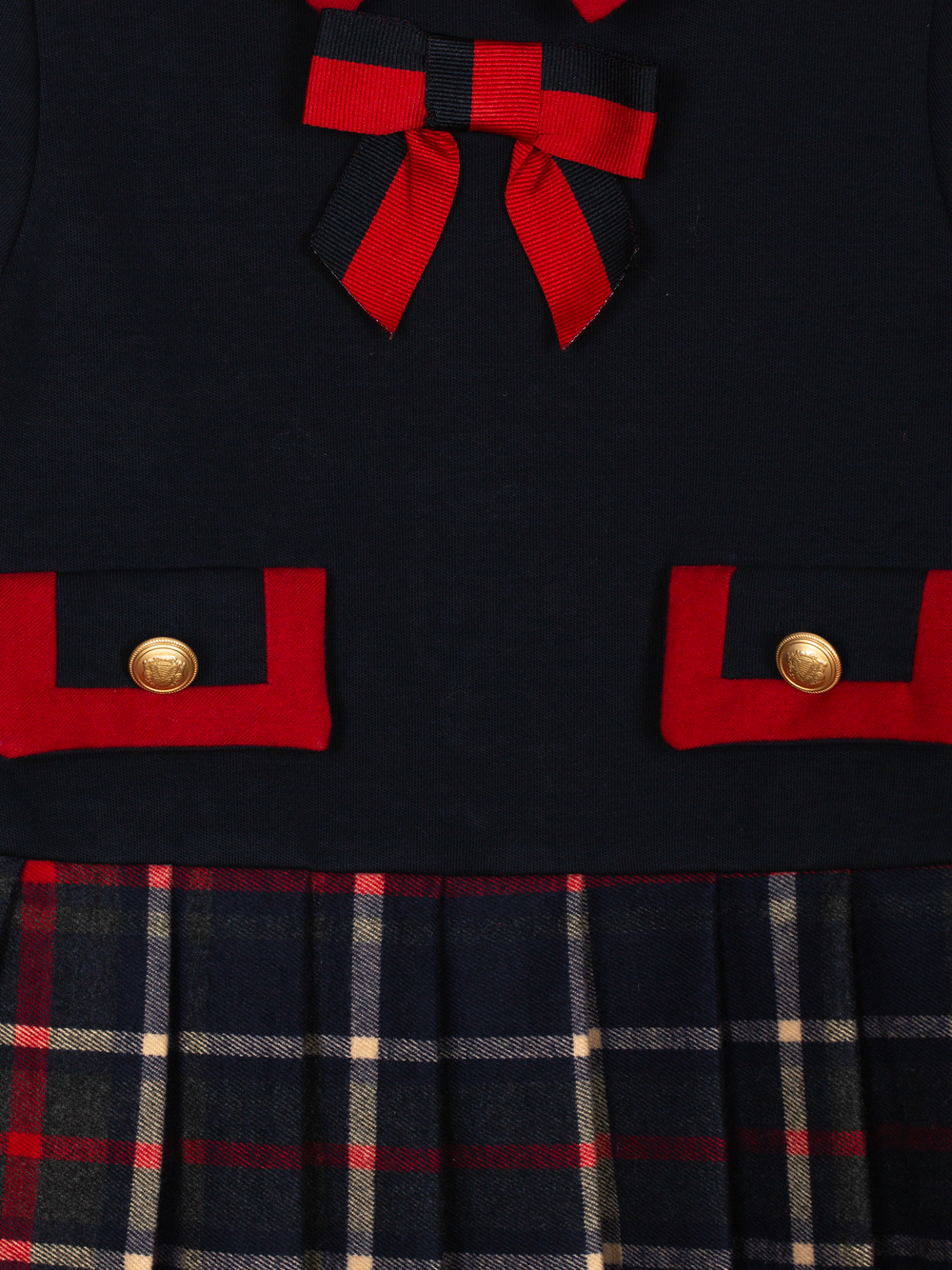 Patachou Girls Navy/Red Tartan & Interlock Dress | Winter Tartan Pleated Dress (2-8 Years)