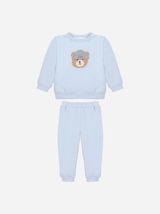 Patachou Boys Baby Blue Bear Tracksuit Set  | Winter Bear With a Beanie Set (6 Months-2 Years)