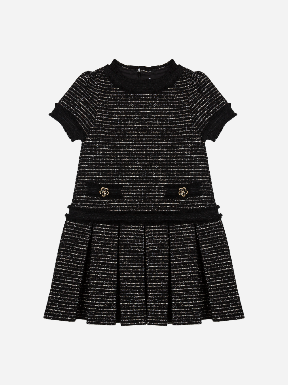 Patachou Girls Black Tweed Pleated Dress | Winter Tweed Pleated Dress (6-12 Years)