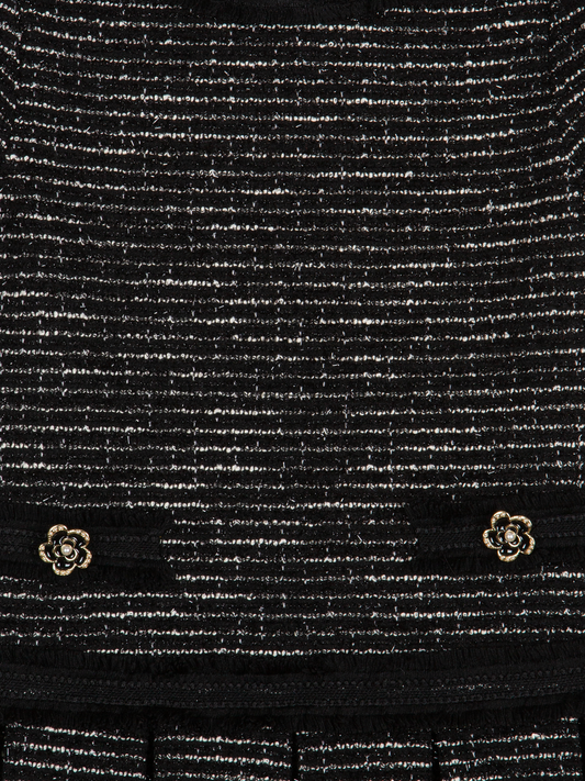 Patachou Girls Black Tweed Pleated Dress | Winter Tweed Pleated Dress (6-12 Years)