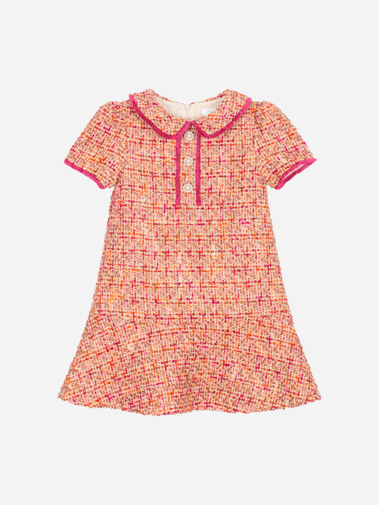 Patachou Girls Fuchsia Tweed Dress | Winter Tweed Dress (6-12 Years)