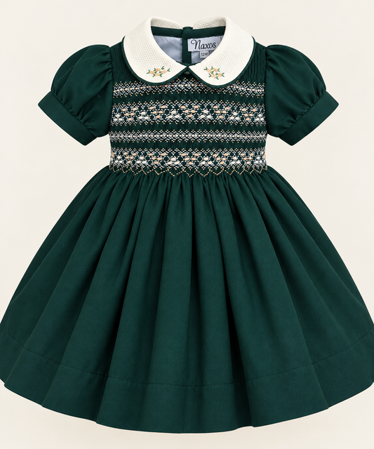 The Kensington Collection - Emerald Green Hand Smocked Girls Dress | 6m-6y