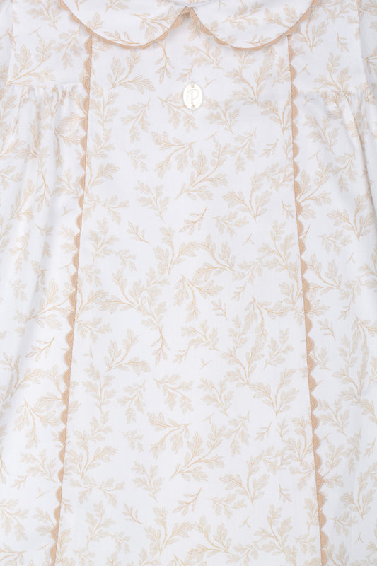 Patachou Baby Pink Toile Dress  |Toile Dress with Peter Pan Collar (6-24 Months)