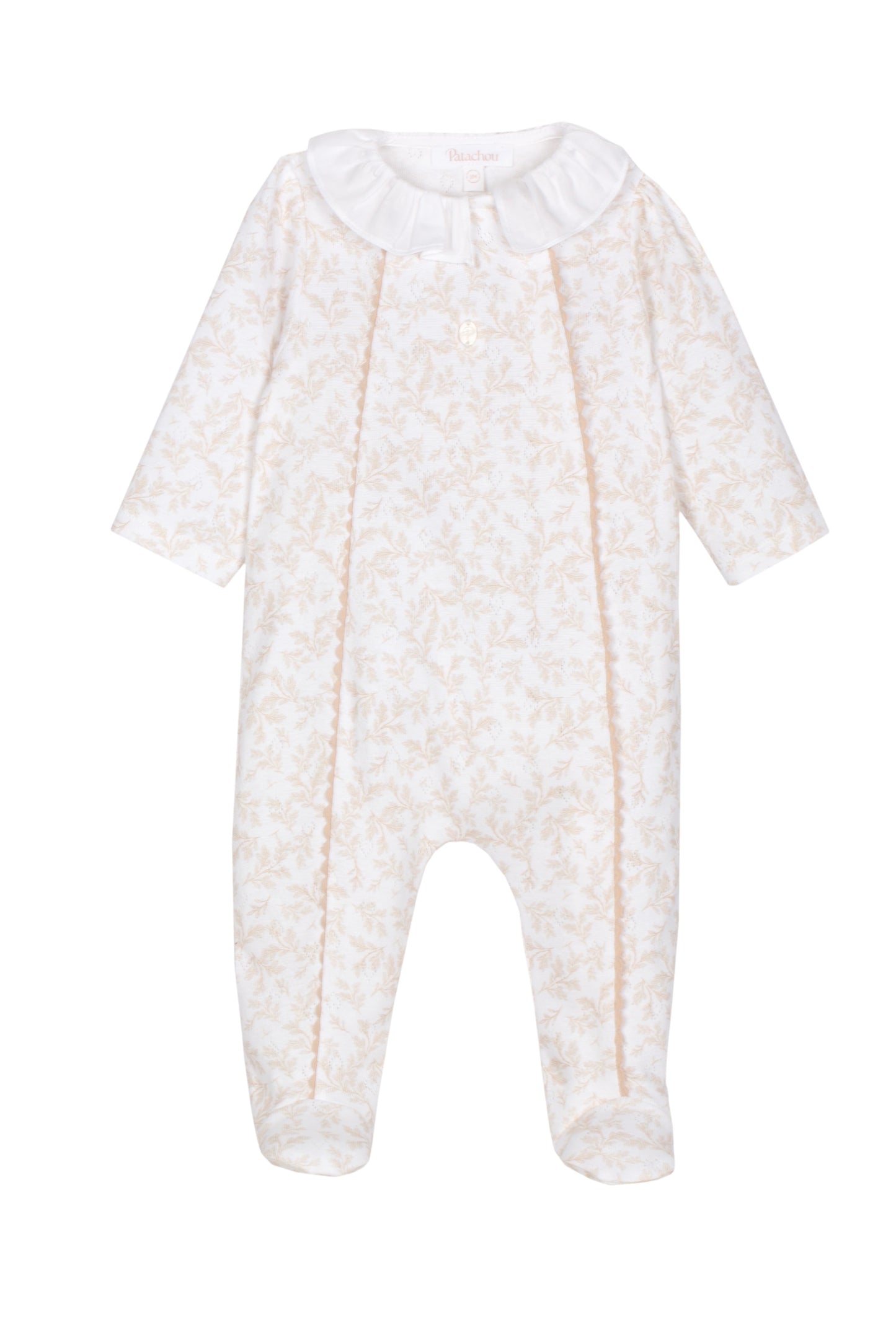 Patachou Baby Pink Soft Knit Toile Babygrow  | Toile Babygrow With Peter Pan Collar (1-6 Months)